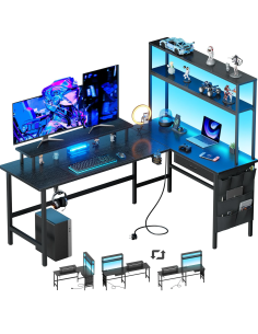 Mesa gaming esquinera HLFURNIEU en forma de L