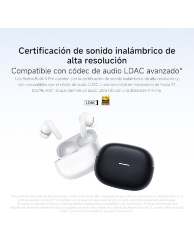 XIAOMI Redmi Buds 6 Pro - Auriculares inalámbricos, cancelación de Ruido, Ligeros, hasta 36 Horas de autonomía, Bluetooth 5.3,