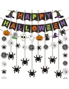 Lekabee Decoración Halloween Casa Kit Guirnalda Happy Halloween