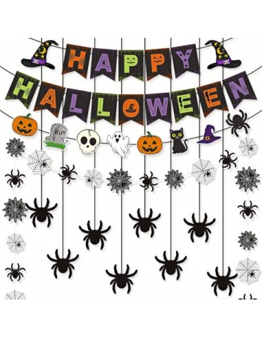Lekabee Decoración Halloween Casa Kit Guirnalda Happy Halloween