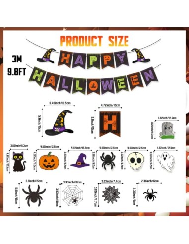 Lekabee Decoración Halloween Casa Kit Guirnalda Happy Halloween