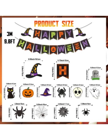 Lekabee Decoración Halloween Casa Kit Guirnalda Happy Halloween