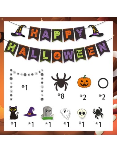 Lekabee Decoración Halloween Casa Kit Guirnalda Happy Halloween