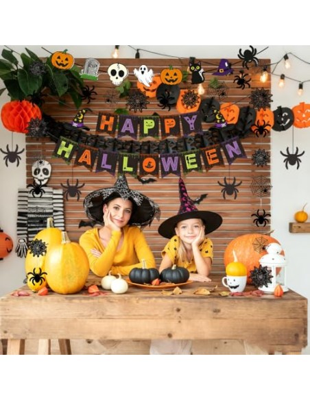 Lekabee Decoración Halloween Casa Kit Guirnalda Happy Halloween