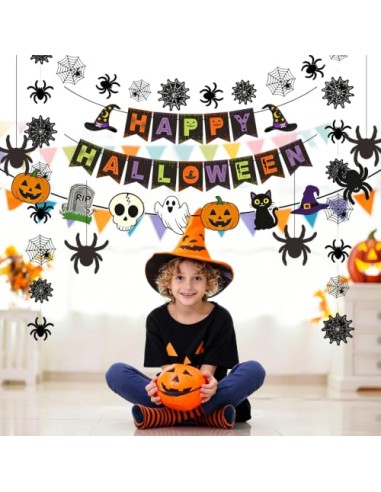 Lekabee Decoración Halloween Casa Kit Guirnalda Happy Halloween