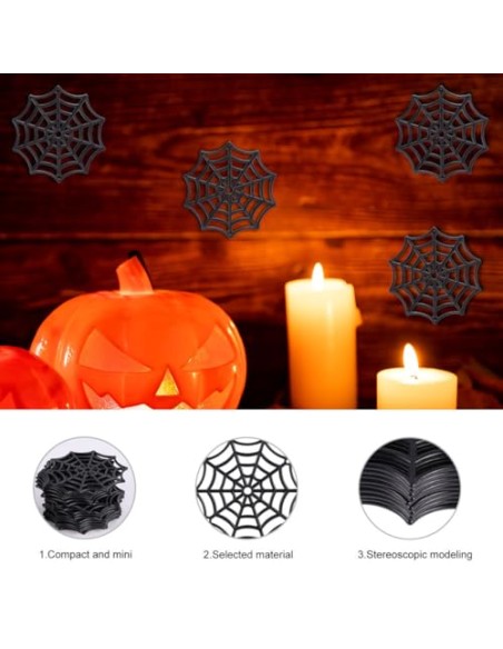 BELLIFFY 50 Piezas Arañas de Plástico para Halloween, Adorno Negro | Decoración Temática, Uso Exterior y Fiesta Zombie, Acabado
