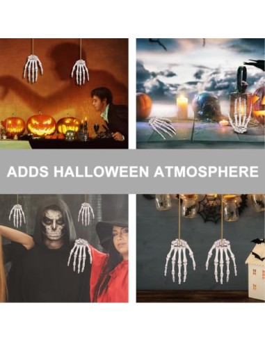 ABOOFAN 2 Pares Mano de Esqueleto de Plástico Beige para Decoración de Halloween, Accesorio Terrorífico para Casa Embrujada y