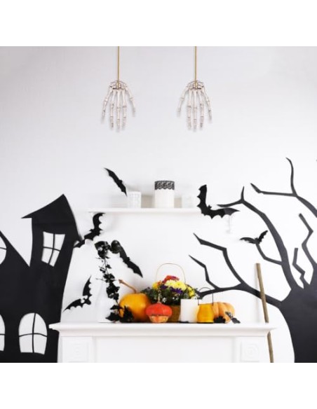 ABOOFAN 2 Pares Mano de Esqueleto de Plástico Beige para Decoración de Halloween, Accesorio Terrorífico para Casa Embrujada y