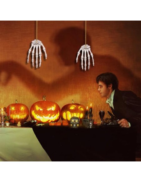 ABOOFAN 2 Pares Mano de Esqueleto de Plástico Beige para Decoración de Halloween, Accesorio Terrorífico para Casa Embrujada y