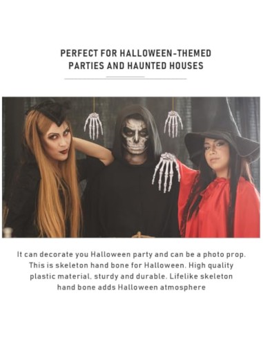ABOOFAN 2 Pares Mano de Esqueleto de Plástico Beige para Decoración de Halloween, Accesorio Terrorífico para Casa Embrujada y