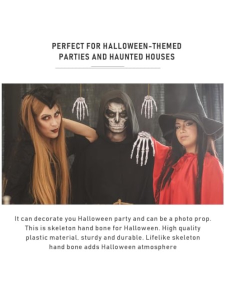 ABOOFAN 2 Pares Mano de Esqueleto de Plástico Beige para Decoración de Halloween, Accesorio Terrorífico para Casa Embrujada y