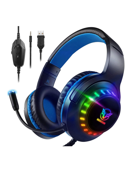 Pacrate PAK70015 Auriculares Gaming RGB con Micrófono