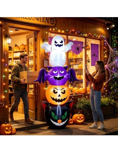 Decoración Hinchable Halloween Fantasma Y Calabaza Hinchable LED