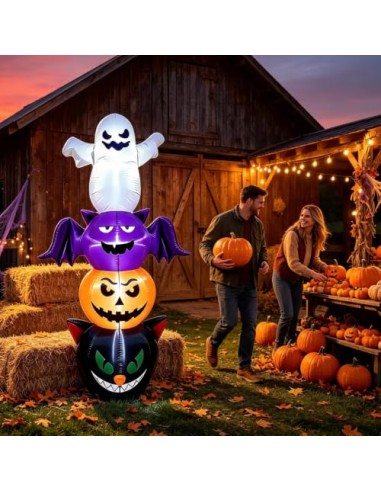 Decoración Hinchable Halloween Fantasma Y Calabaza Hinchable LED