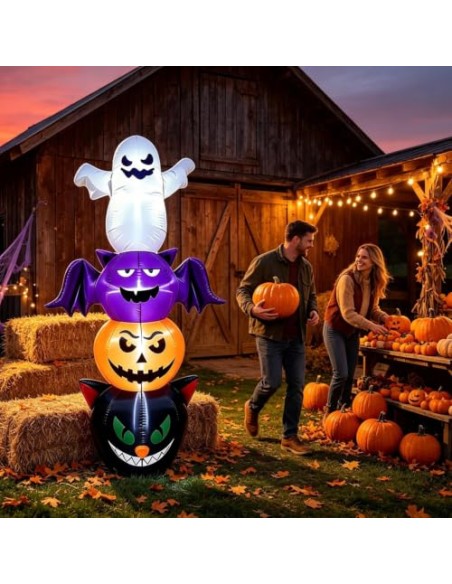 Decoración Hinchable Halloween Fantasma Y Calabaza Hinchable LED