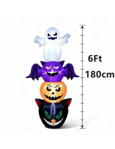 Decoración Hinchable Halloween Fantasma Y Calabaza Hinchable LED