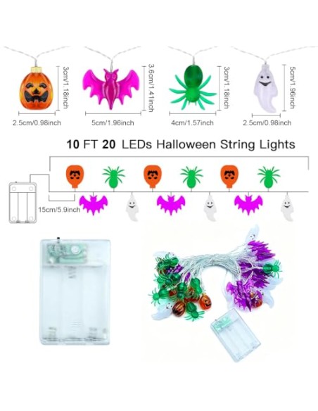 Cadena de Luces de Halloween,Guirnalda de Luces Calabaza Halloween,Luces de Cadena de Calabaza LED,Temas de Hallowee Hallowee