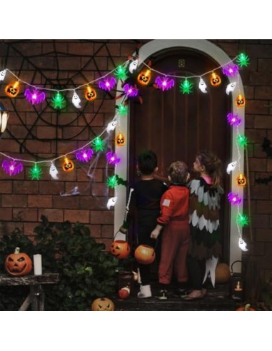 Cadena de Luces de Halloween,Guirnalda de Luces Calabaza Halloween,Luces de Cadena de Calabaza LED,Temas de Hallowee Hallowee