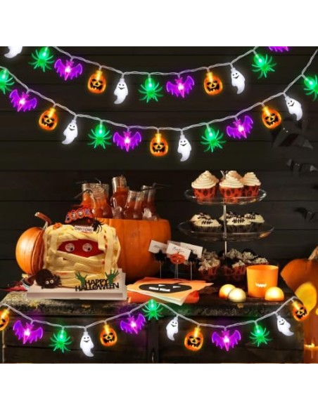 Cadena de Luces de Halloween,Guirnalda de Luces Calabaza Halloween,Luces de Cadena de Calabaza LED,Temas de Hallowee Hallowee