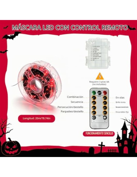 Halloween Guirnalda Luces, 20M 200LED Halloween Guirnaldas de Luces a Pilas