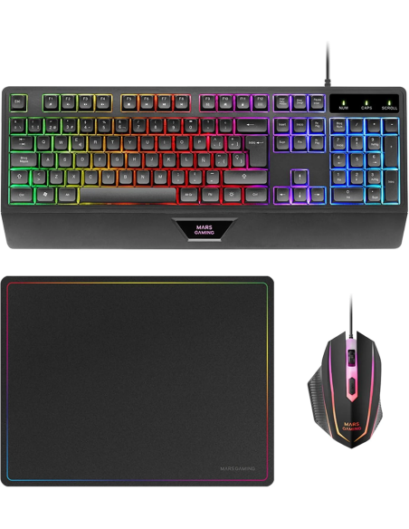 Mars Gaming MCP124 Pack Teclado Ratón y Alfombrilla RGB