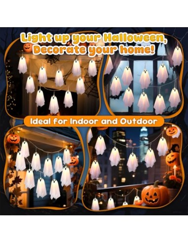 Lypumso Halloween Decoracion Luces Fantasmas 2.7M, 8 Modos de Iluminación | Guirnalda Luces Fantasma de Halloween, Control