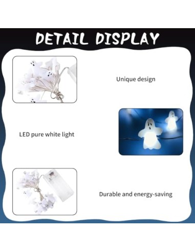 Cadena de Luces de Halloween,LED Fantasmas Luces 2m,Halloween Decoracion | Fantasmas de Halloween,Cadena de Fantasmas para Otoño