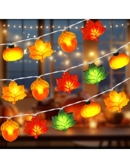 LQTSLFM 3 M 30 LED Guirnalda Luces Otoño, Luces Decorativa Calabaza Otoño | Guirnalda Otoño Luces, Cadena Luces Otoño, Luces de