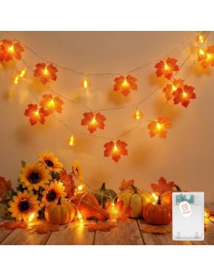 Guirnalda decorativa de Halloween naranja con gasa negra, 3 m, 30 LED, funciona con pilas, 8 modos y temporizador, IP65,