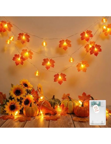 Guirnalda decorativa de Halloween naranja con gasa negra, 3 m, 30 LED, funciona con pilas, 8 modos y temporizador, IP65,