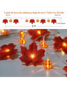 Guirnalda decorativa de Halloween naranja con gasa negra, 3 m, 30 LED, funciona con pilas, 8 modos y temporizador, IP65, 2