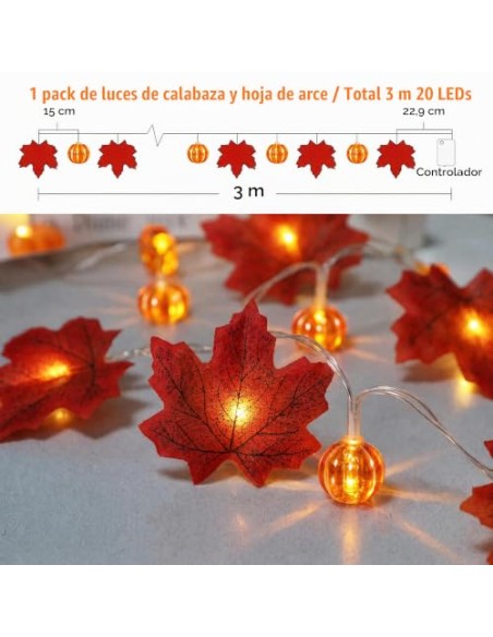 Guirnalda decorativa de Halloween naranja con gasa negra, 3 m, 30 LED, funciona con pilas, 8 modos y temporizador, IP65,