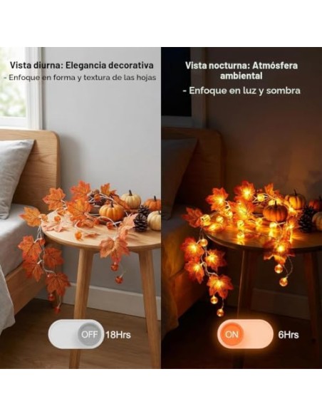 Guirnalda decorativa de Halloween naranja con gasa negra, 3 m, 30 LED, funciona con pilas, 8 modos y temporizador, IP65,