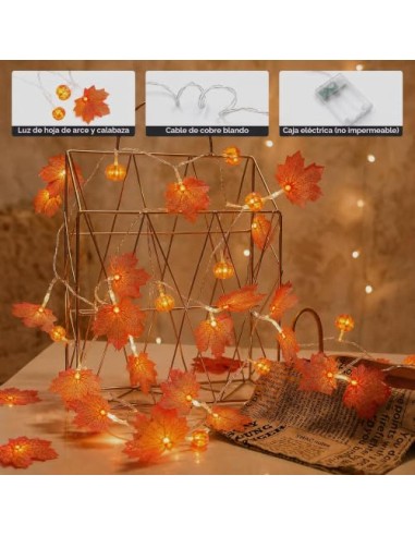 Guirnalda decorativa de Halloween naranja con gasa negra, 3 m, 30 LED, funciona con pilas, 8 modos y temporizador, IP65,
