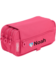 Stikets estuche escolar triple personalizado Rosa Chicle
