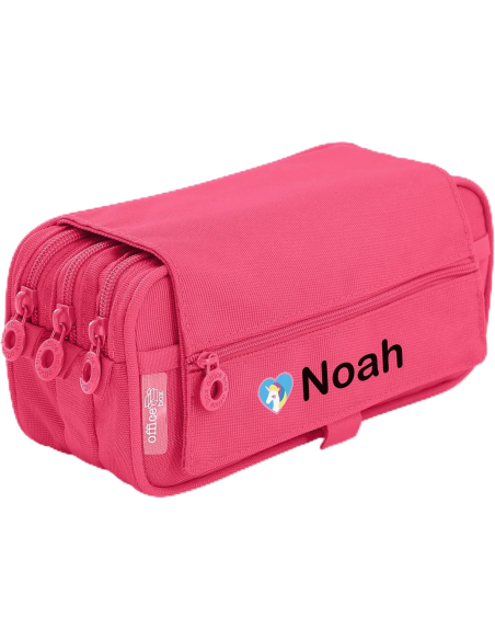 Stikets estuche escolar triple personalizado Rosa Chicle