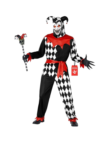 Disfraz de payaso terrorífico Morph para hombre con traje de arlequín de rombos y máscara luminosa para Halloween

 Copiar