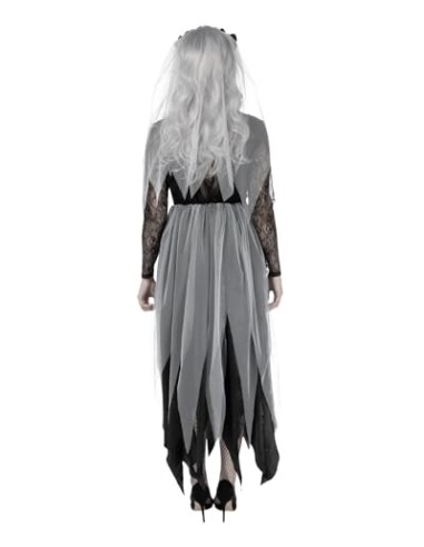 Funidelia Disfraz de novia fantasma para mujer, Incluye vestido y diadema con flores y velo, Zombie - Traje para adultos para