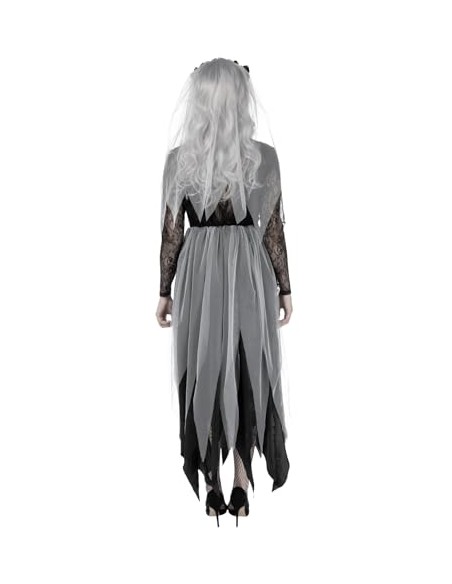 Funidelia Disfraz de novia fantasma para mujer, Incluye vestido y diadema con flores y velo, Zombie - Traje para adultos para