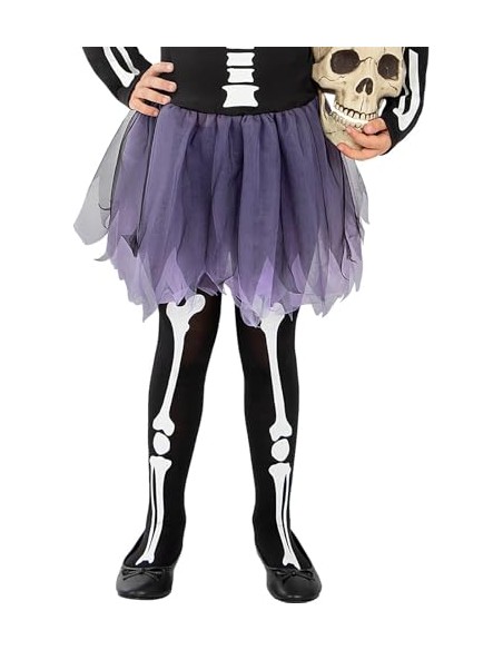 Funidelia Disfraz de esqueleto para niña, Incluye vestido con tutú que brilla en la oscuridad, Talla 3-4 años, Calavera - Traje