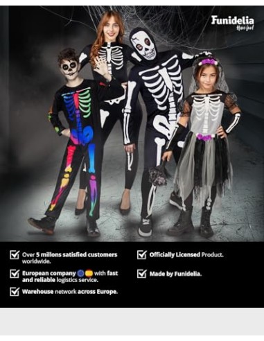 Funidelia Disfraz de esqueleto elegante para mujer, Talla M Esqueleto, Calavera - Traje para adultos para fiestas, Carnaval y