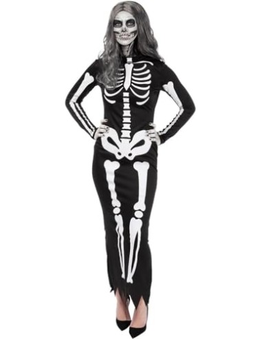 Funidelia Disfraz de esqueleto elegante para mujer, Talla M Esqueleto, Calavera - Traje para adultos para fiestas, Carnaval y