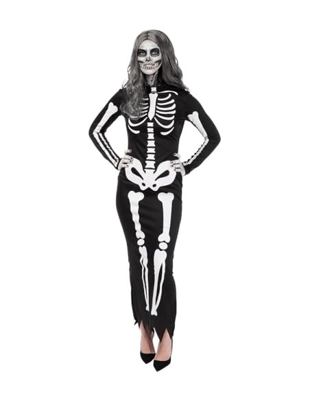 Funidelia Disfraz de esqueleto elegante para mujer, Talla M Esqueleto, Calavera - Traje para adultos para fiestas, Carnaval y