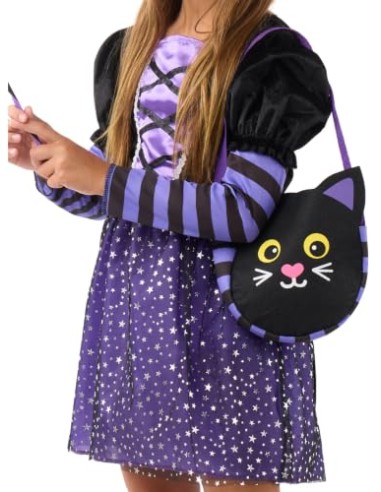 Funidelia Disfraz de bruja con accesorios para niña, Talla 7-9 años Brujas, Magos - Traje para niños para fiestas, Carnaval y