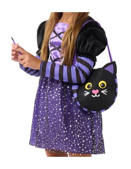 Funidelia Disfraz de bruja con accesorios para niña, Talla 7-9 años Brujas, Magos - Traje para niños para fiestas, Carnaval y