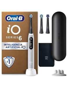 Oral-B iO 6 cepillo eléctrico gris con tres cabezales y estuche de viaje