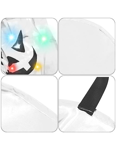 ZHDOKa 2 Cubos Iluminados para Truco o Trato de Halloween, Bolsas de Caramelos Grandes de Calabaza LED, Cubo de Regalo
