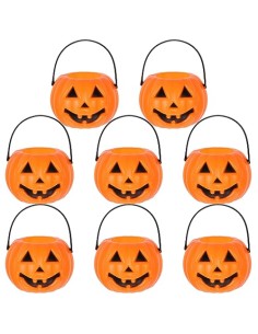 Mini cubo de calabaza portátil de Halloween, 8 piezas de 3.15 pulgadas, pequeños cubos de calabaza de Halloween para dulces y