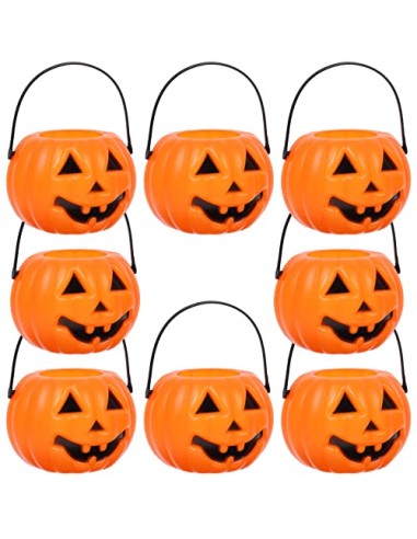 Mini cubo de calabaza portátil de Halloween, 8 piezas de 3.15 pulgadas, pequeños cubos de calabaza de Halloween para dulces y