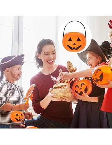 Mini cubo de calabaza portátil de Halloween, 8 piezas de 3.15 pulgadas, pequeños cubos de calabaza de Halloween para dulces y